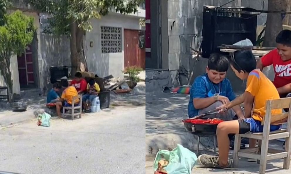 Niños virales por hacer carnita asada en plena calle reciben un asador