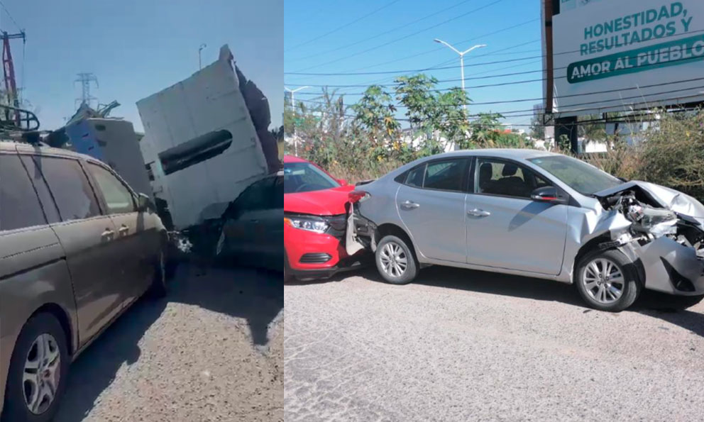 Camión de carga se queda sin frenos frente a Plaza San Luis